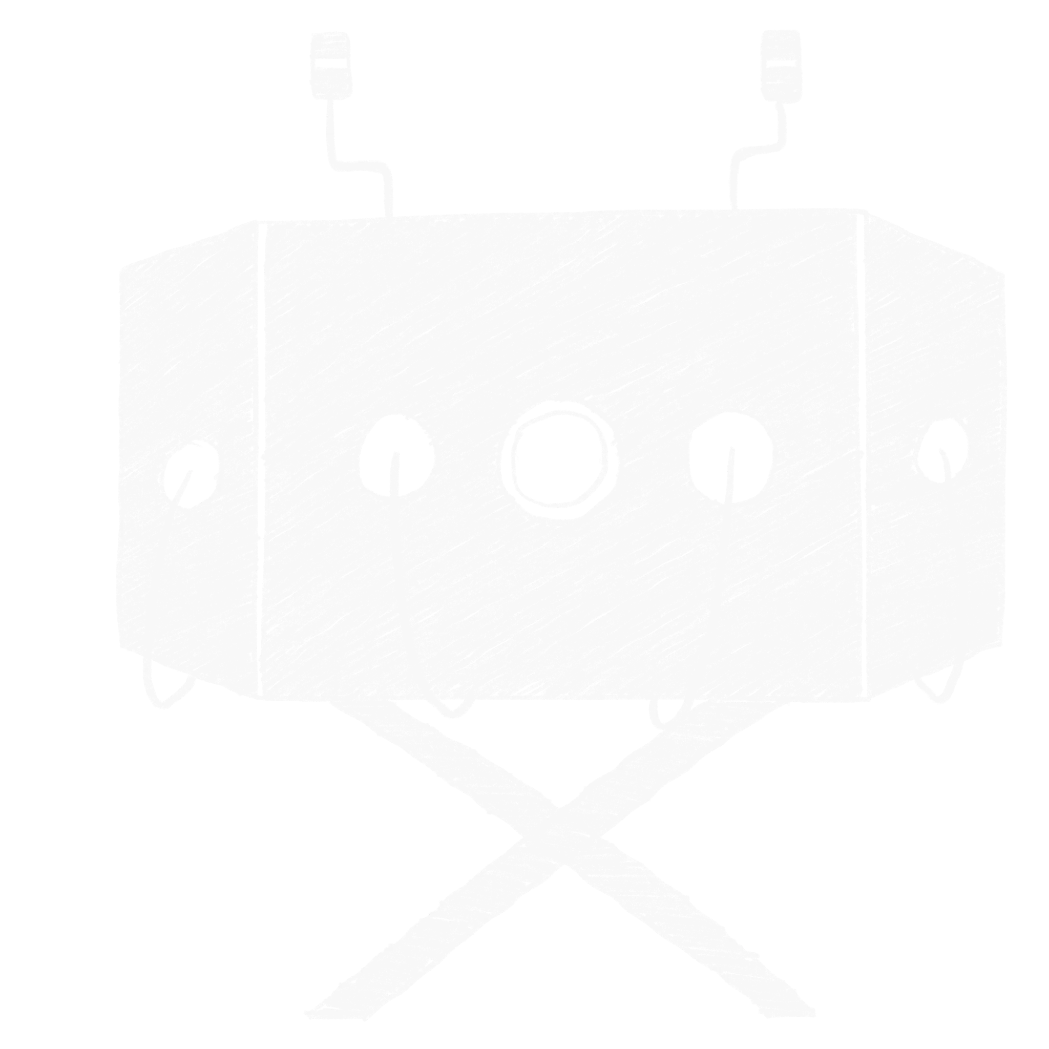 Hand-drawn film projector on a folding stand