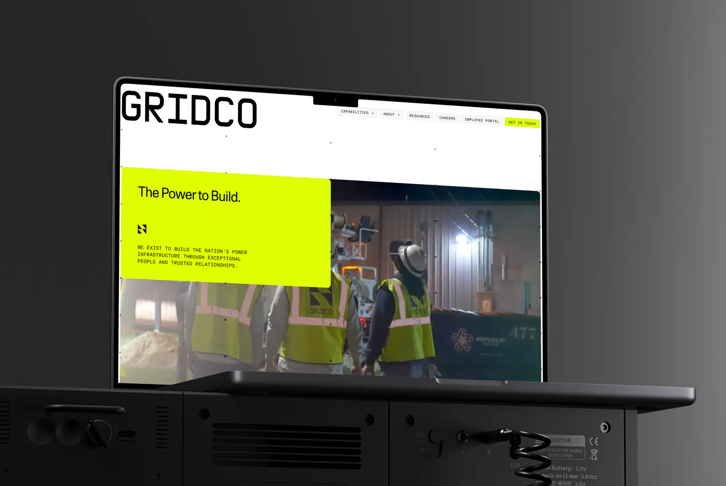 Gridco website on a laptop