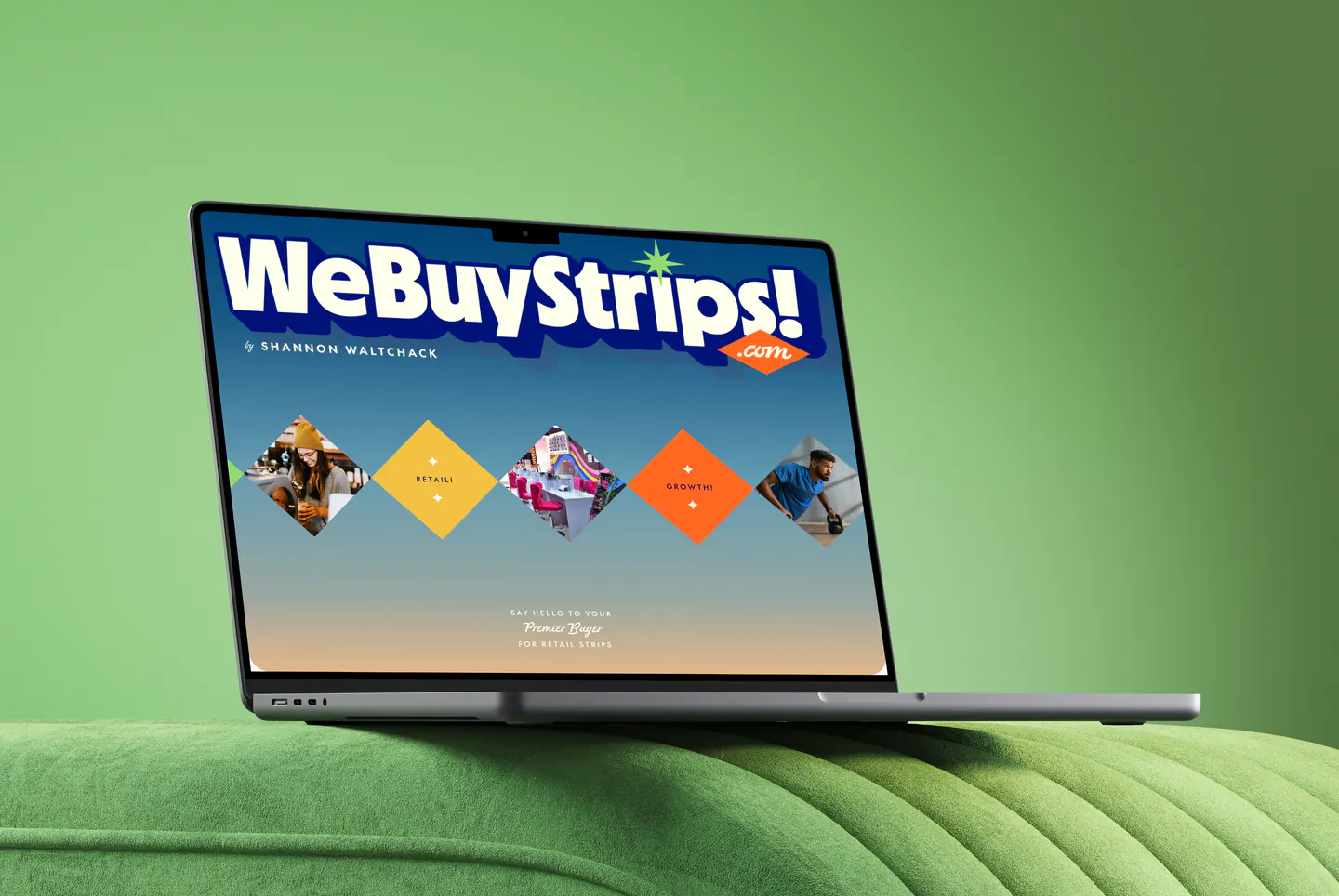 WeBuyStrips website on a laptop